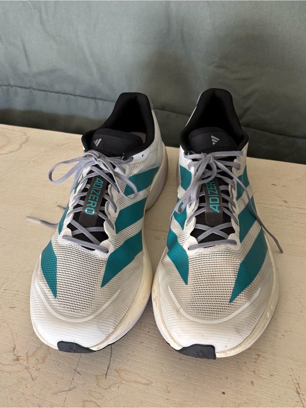 adidas Adizero Boston 13 Men's Running Shoes in Cloud White / Pure Teal / Grey